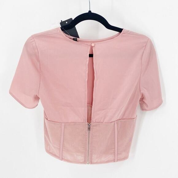 ShineStar pink cropped bendable boning sheer feminine club coquette fairy size s - Picture 6 of 6